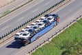 Oversized car carrier on the expressway, Beijing, China